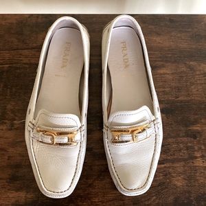 Prada white moccasin